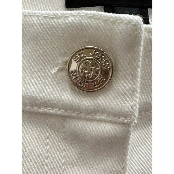 St John Womens Jeans Size 6 White Denim Pants Designer MSRP $595 - Picture 2 of 7